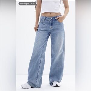 PacSun Casey Medium Indigo Butt Slit Low Rise Baggy Jeans